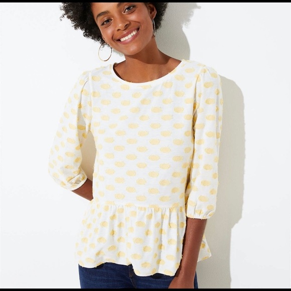 LOFT Tops - NWT ADORABLE LOFT POLKA DOT PEPLUM TOP